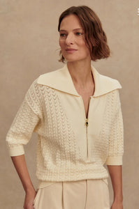 Arney Half-Zip Knit Polo - Egret
