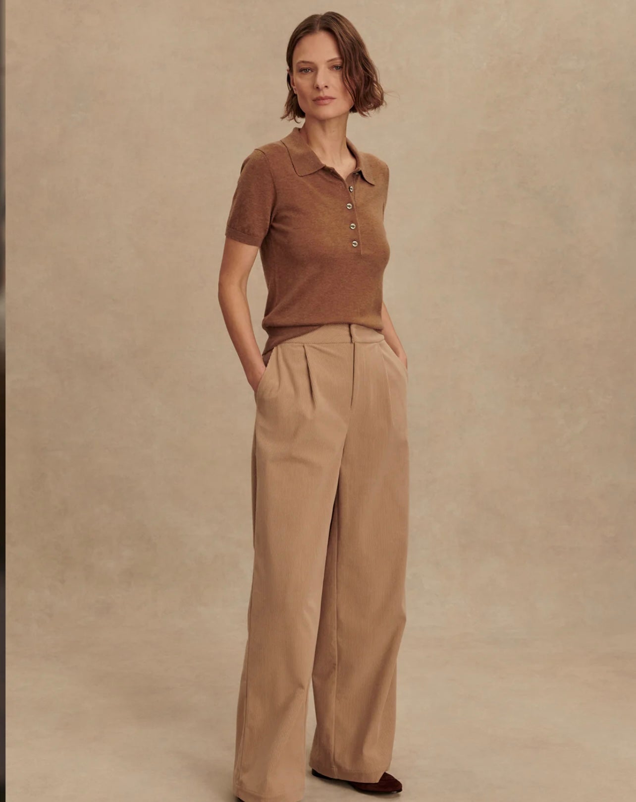 Toni Fine Knit Polo - Deep Sand