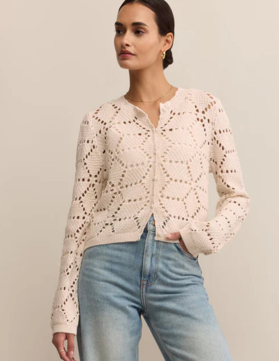 Rosalyn Sweater Cardigan - Crystal