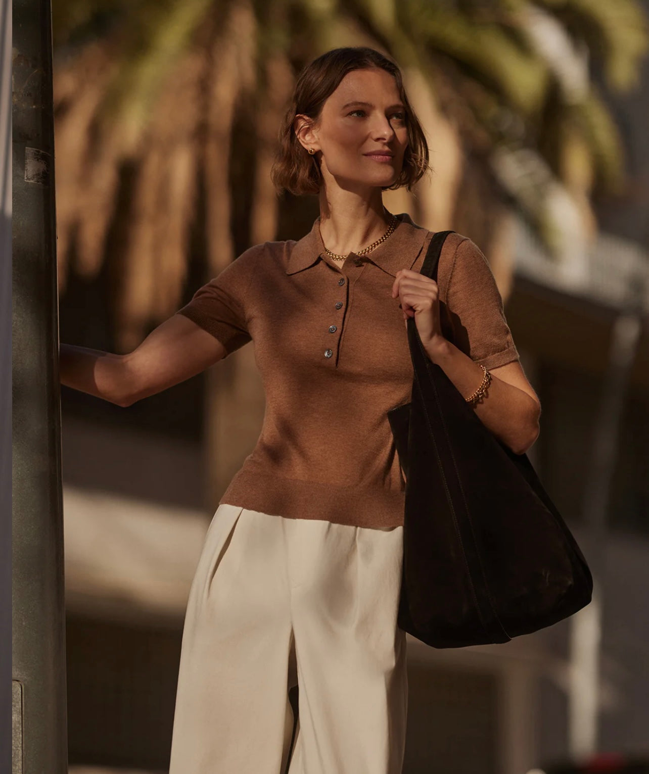 Toni Fine Knit Polo - Deep Sand