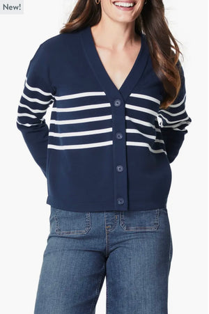 Spanx AirEssentials Cardigan - Midnight Navy Porcelain Stripe