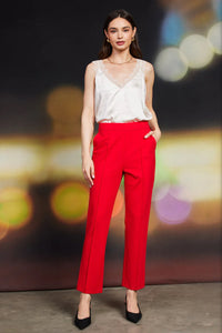 Red Pintuck Trouser