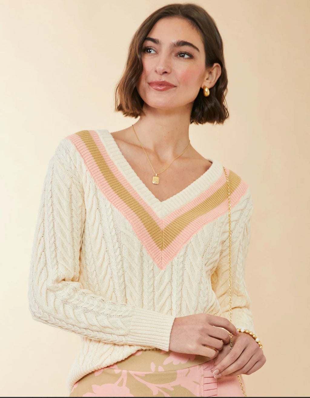 Lorna Varsity Sweater Buttercream