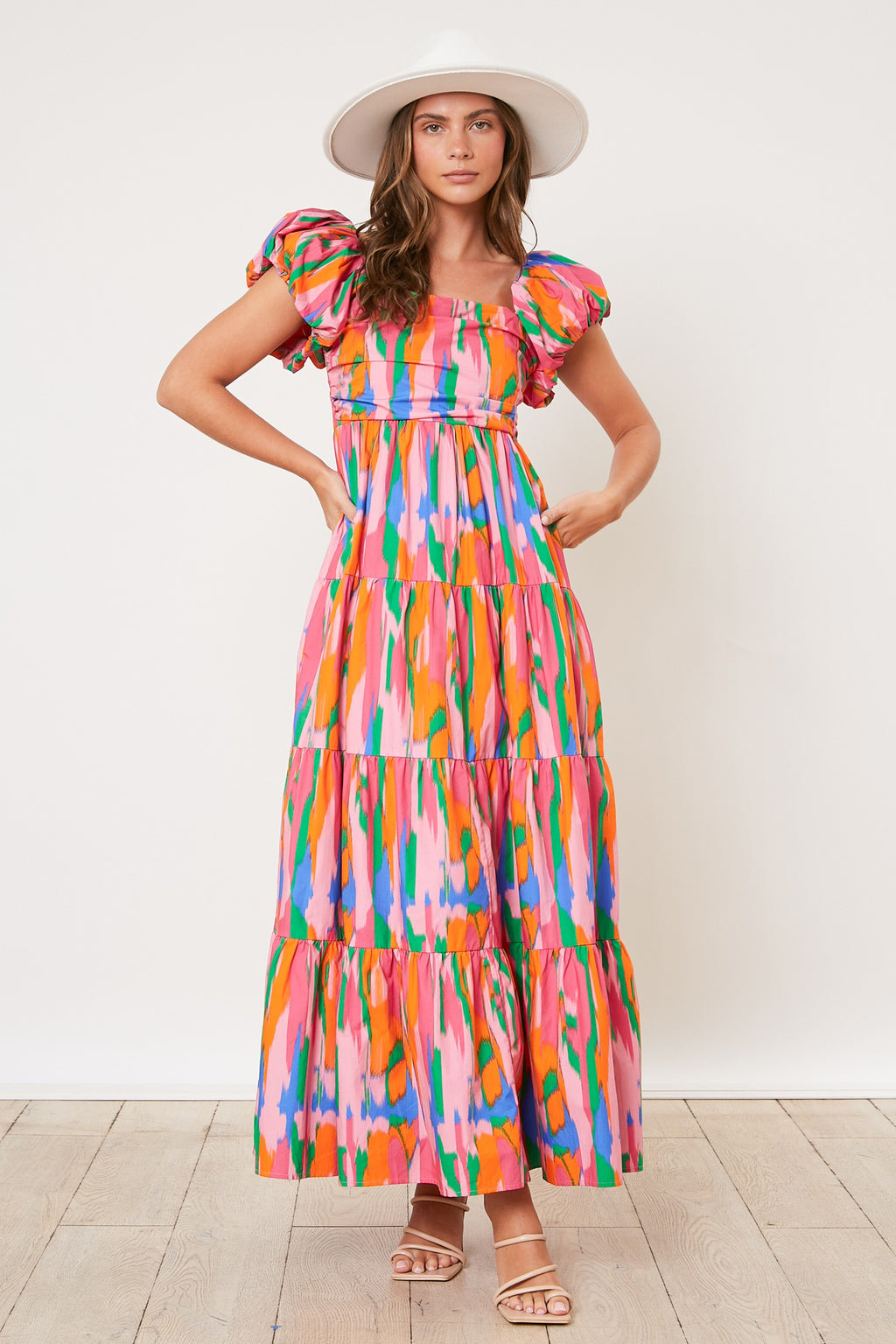 Blush Print Midi Dress