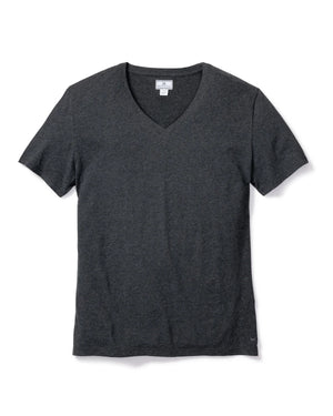 Men’s Pima V Neck Top - Dark Heather Grey