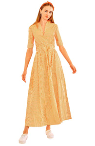 June Dress - Orange Stripe Wash & Wear
