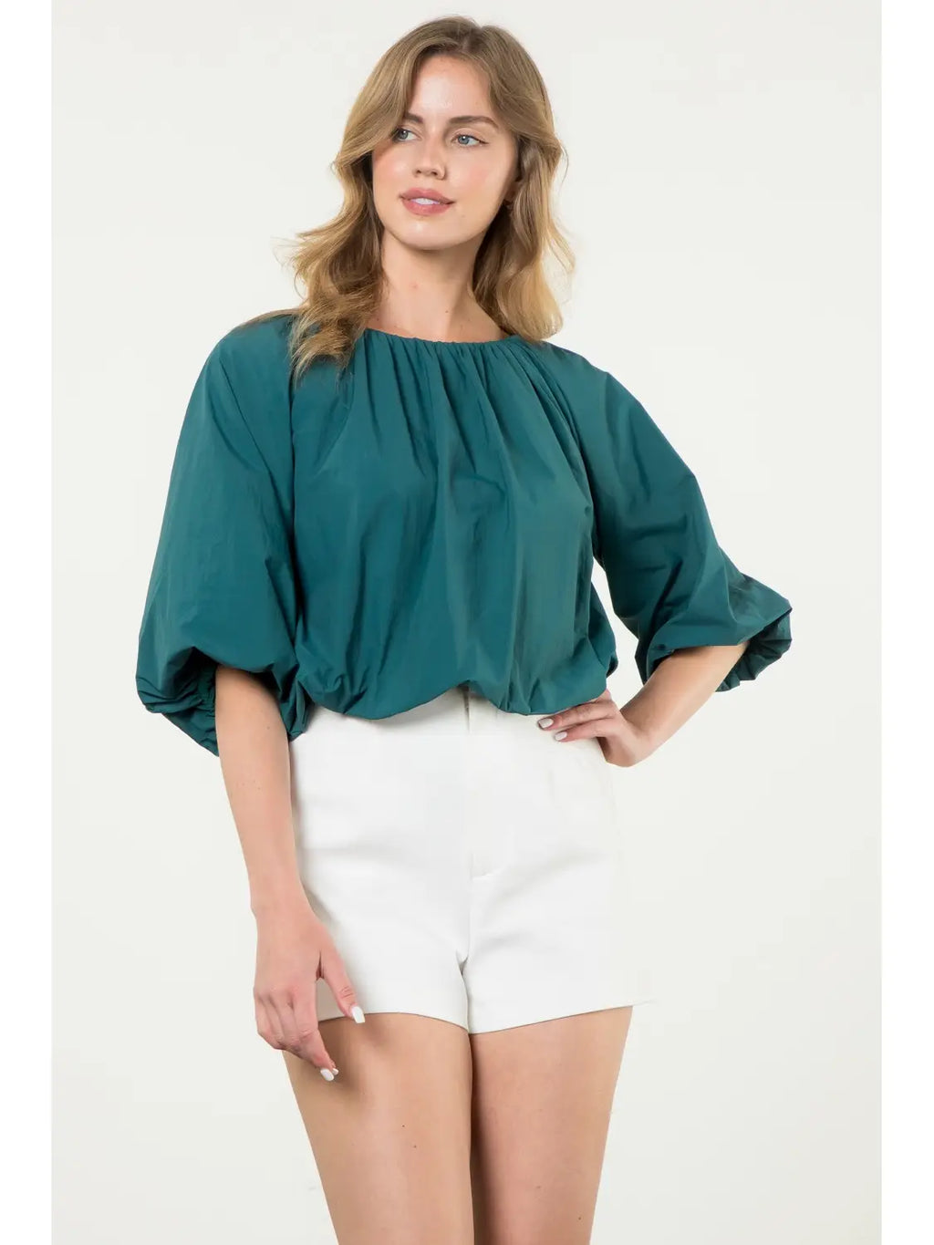 Teal Poplin Blouse