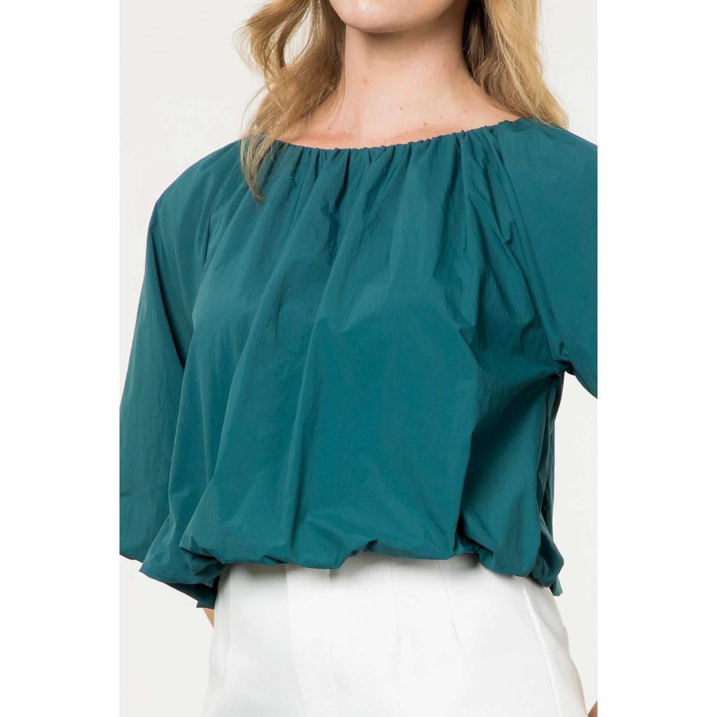 Teal Poplin Blouse