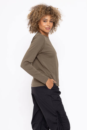 Pima Bliss Boyfriend Long Sleeve - Ivy Green