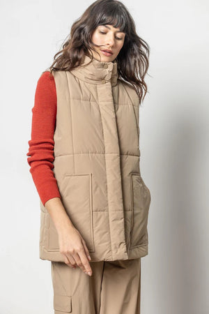 Nylon Long Vest - Hickory