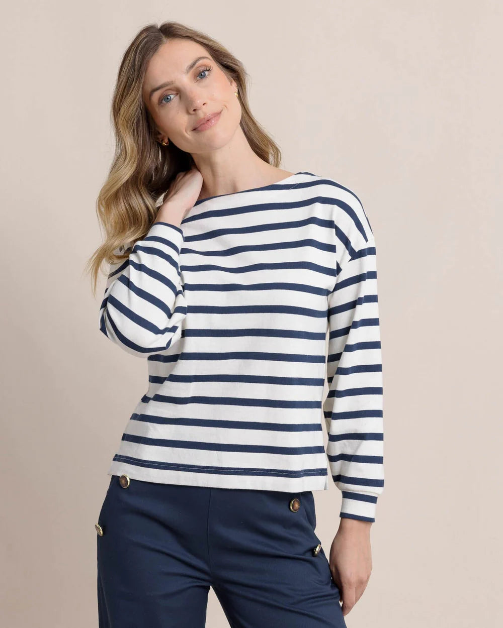 Zayla Striped Top - Sand White