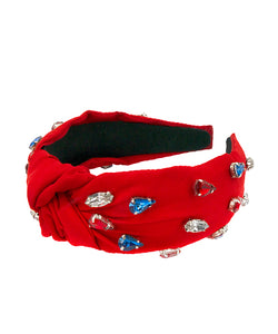 Rhinestone Embellished Headband - Red