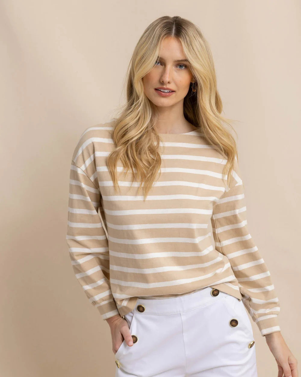 Zayla Striped Top - Irish Cream