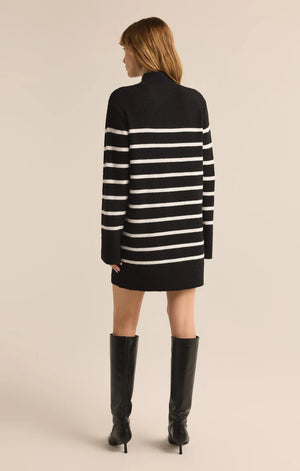 Fin Stripe Sweater Dress - Black