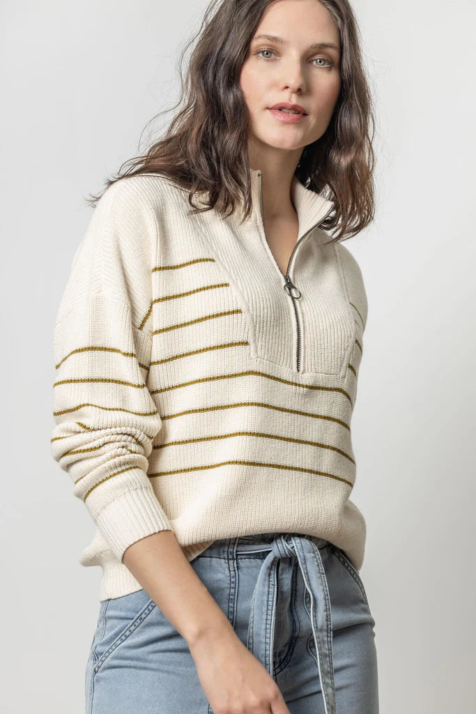 Striped Zip Front Sweater