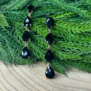 Black Stone Drop Earrings