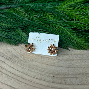 Gold Gift Bow Studs