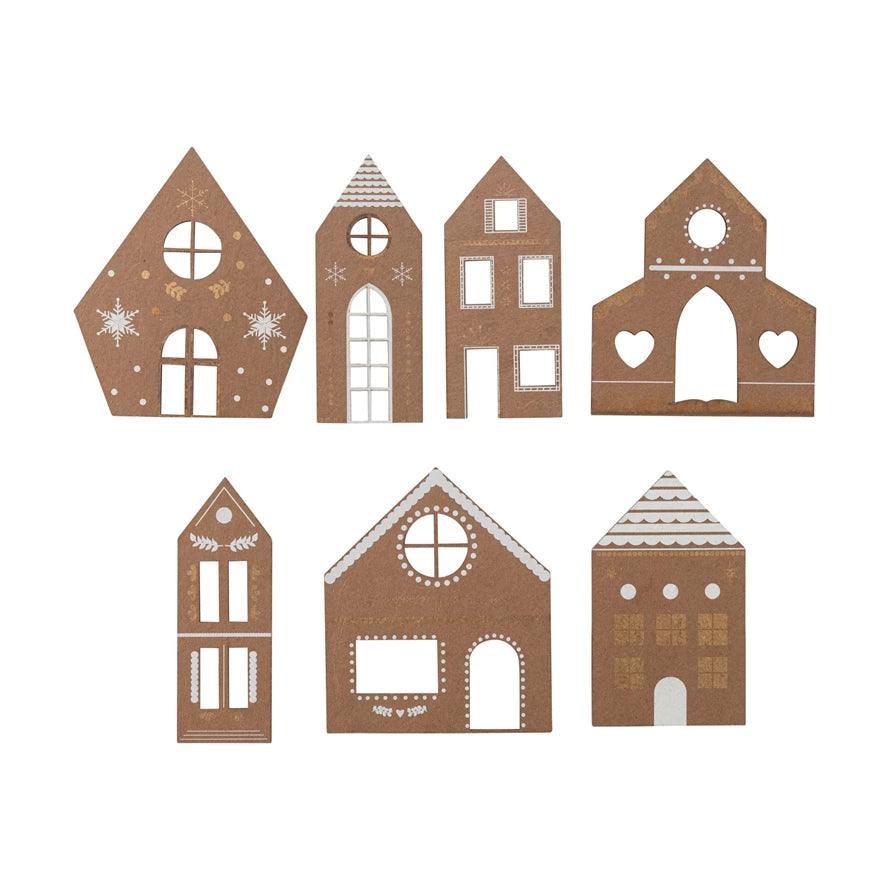 Cardboard Gingerbread House Village -  Set of 7