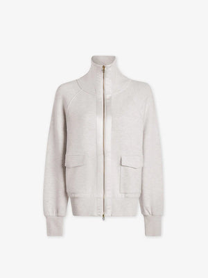 Roxbury Zip-Through Sweat - Ivory Marl