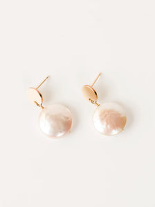 Coin Pearl Drop Earrings