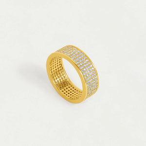 Gold Petit Pavé Thick Stacking Ring