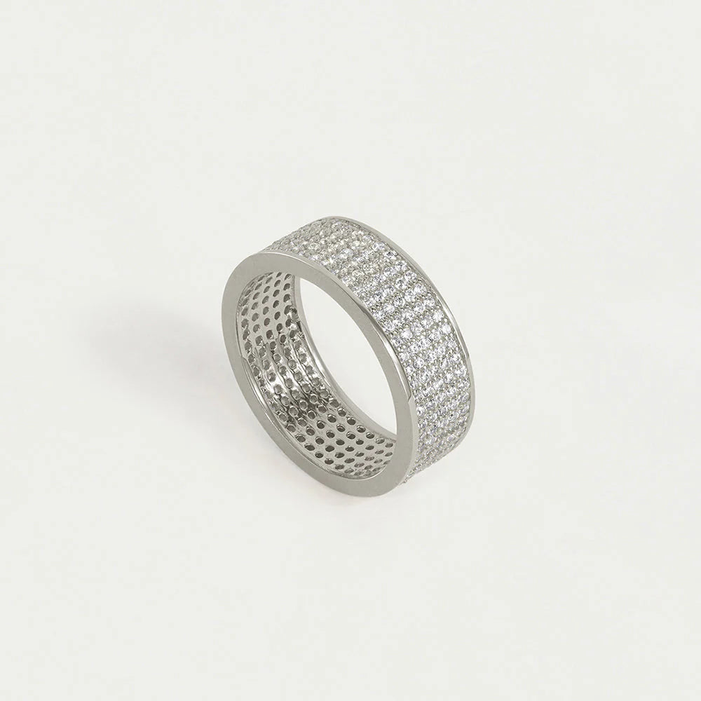 Palladium Petit Pavé Thick Stacking Ring