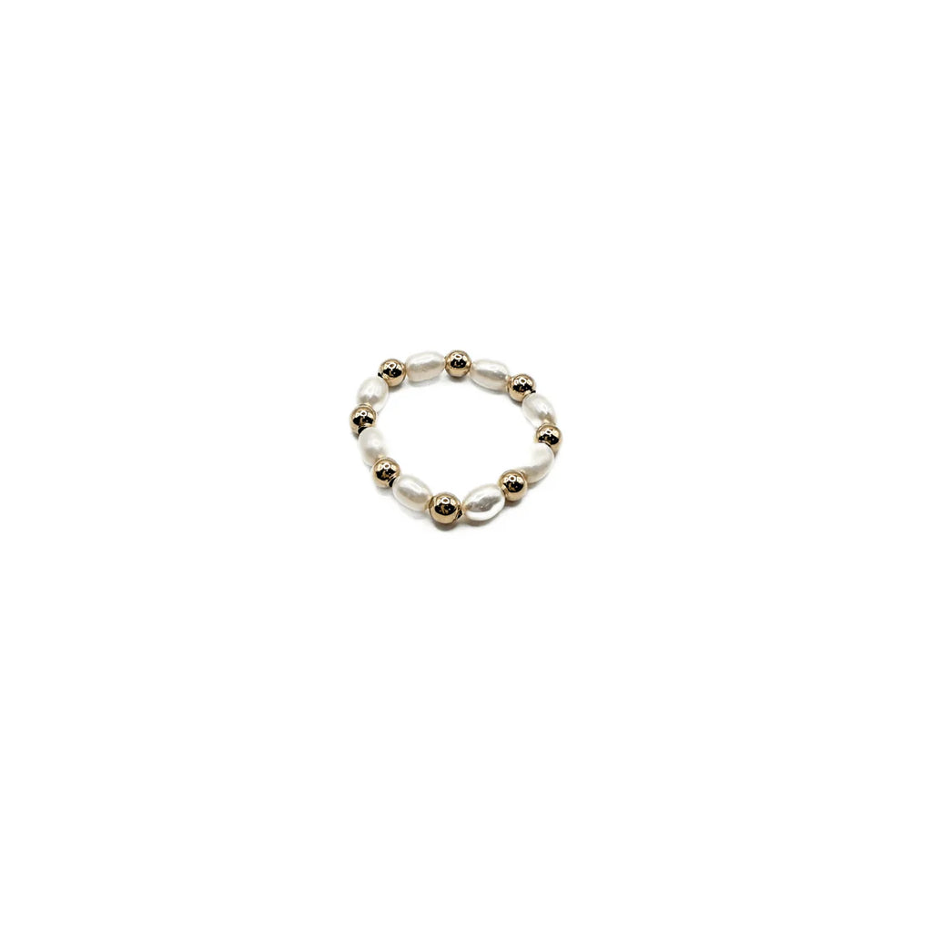 Gold Filled Rice Pearl Stretch Ring