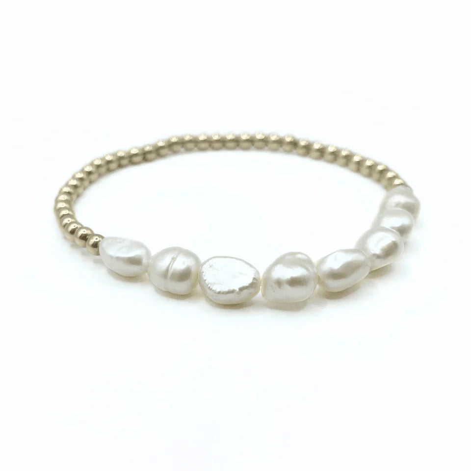 Baroque Row Pearl Gold Filled Bracelet