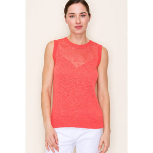 Mabel Cut Out Pointelle Sleeveless Sweater
