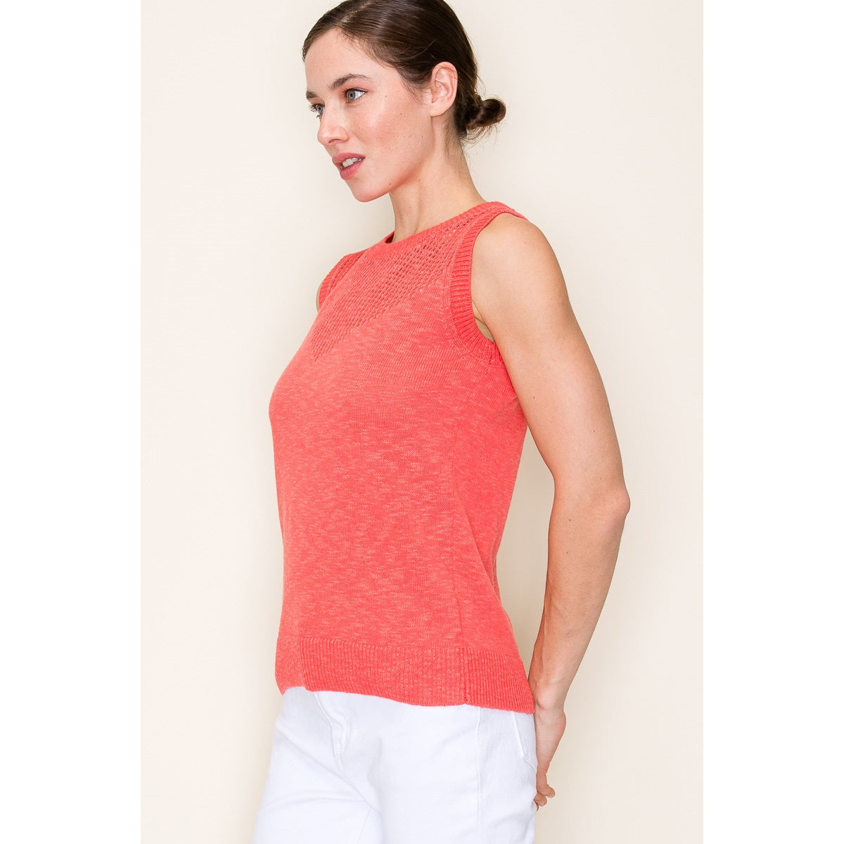 Mabel Cut Out Pointelle Sleeveless Sweater