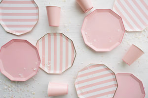 Pink Petal Cabana Signature Stripe Plates