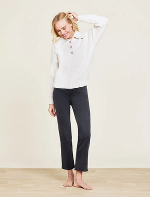 CozyChic® Button Pullover - Heathered Stone / Cream