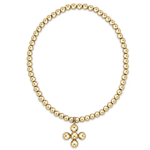 Classic Beaded Signature Cross Charm Bracelet - Gold