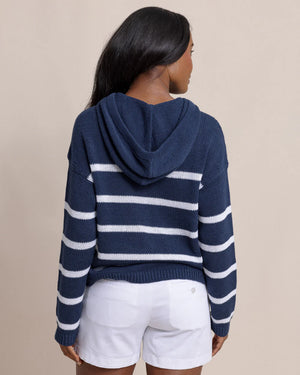 Everlee Striped Hoodie Sweater - Dress Blue