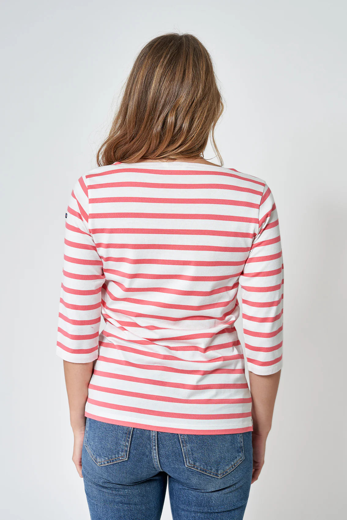 French Sleeve T- Shirt - Coral Stripe