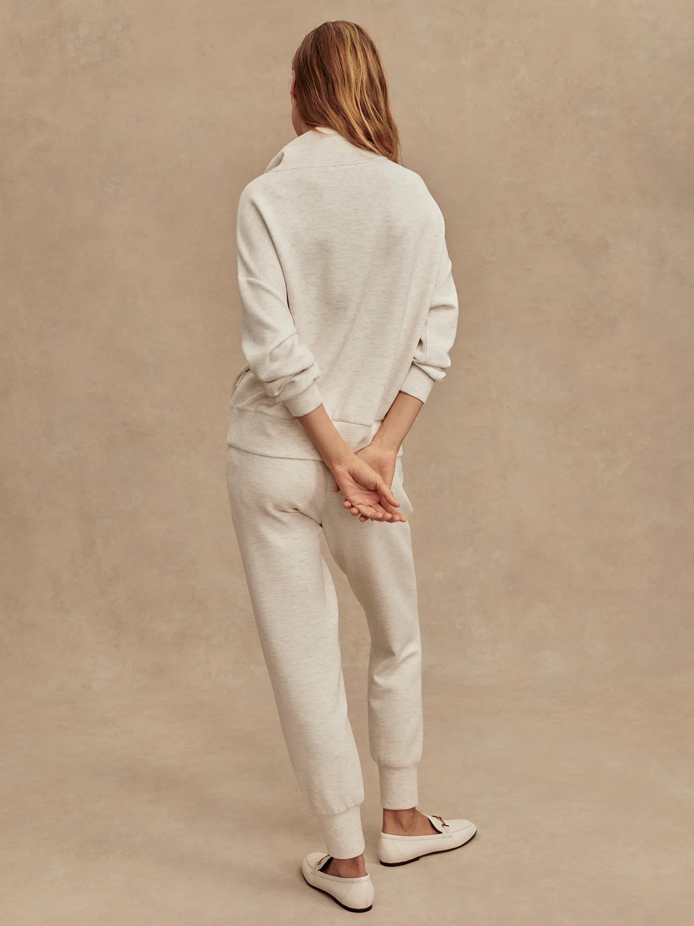 Hawley Half-Zip Sweat - Ivory Marl