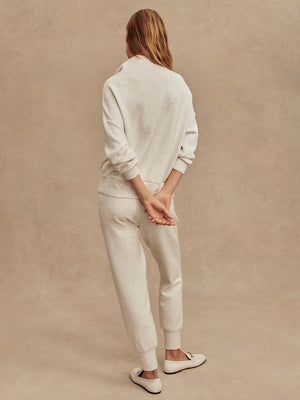 Hawley Half-Zip Sweat - Ivory Marl