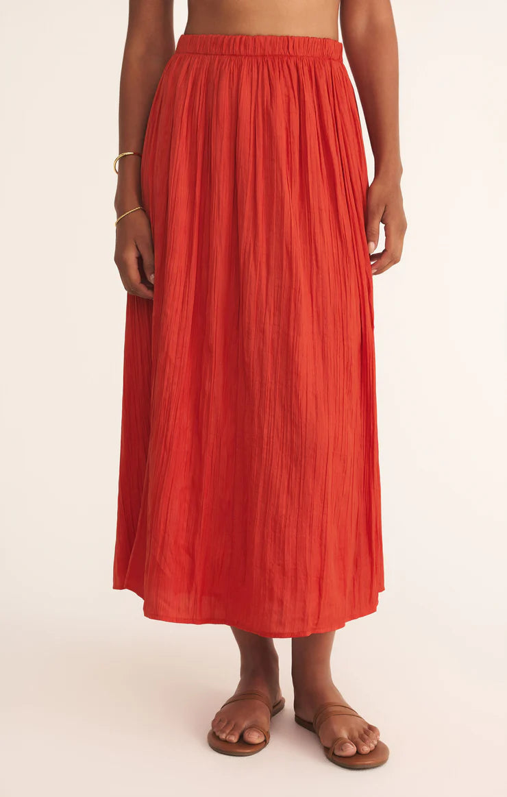 Nicoline Crinkle Midi Skirt - Cabana Red