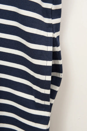 Short Sleeve Striped Cotton Dress - Marine