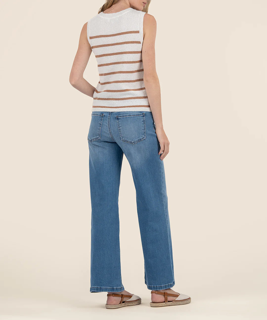 Contessa Striped Knit Tank - Tan