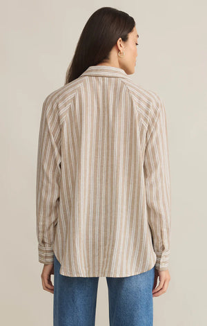 Perfect Linen Stripe Top - Pebble Moon