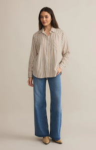 Perfect Linen Stripe Top - Pebble Moon