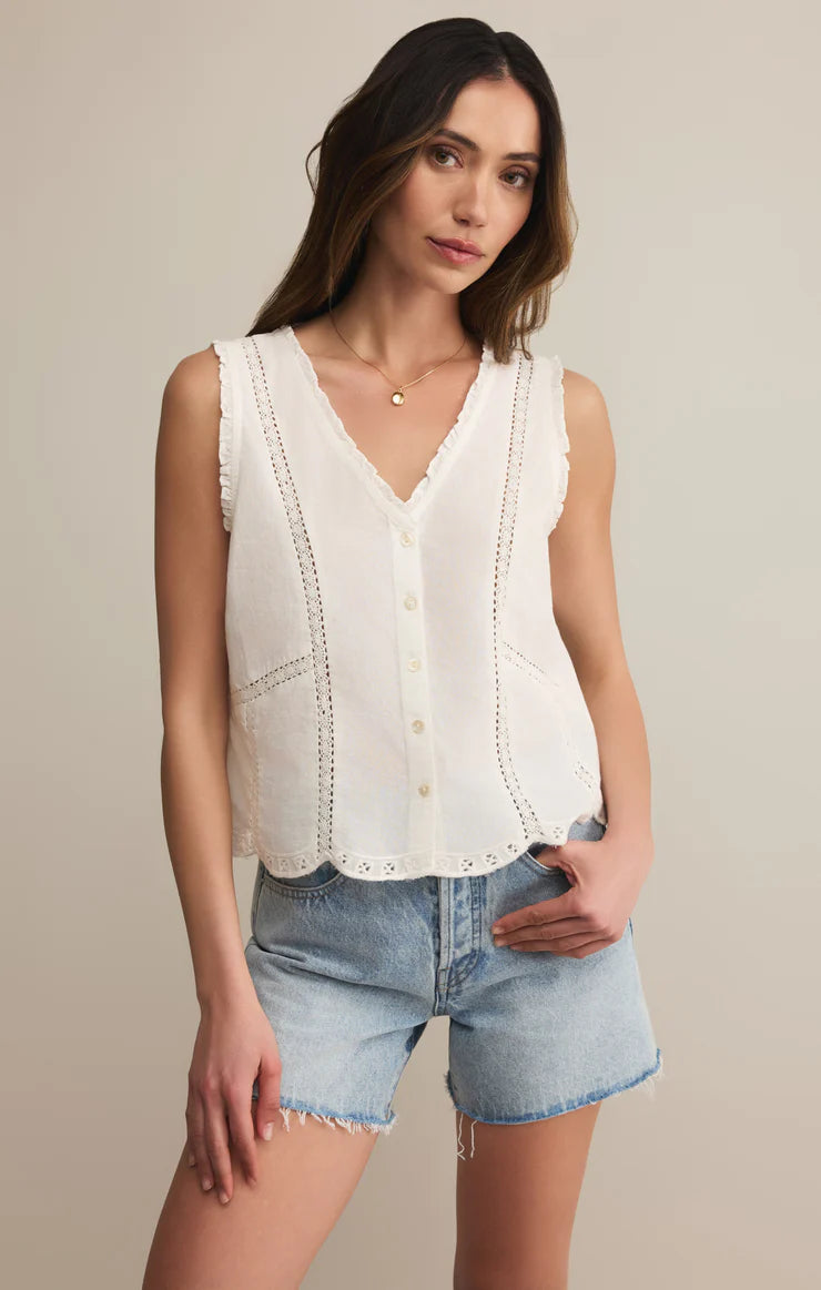 Tomi Embroidered Cotton Tank