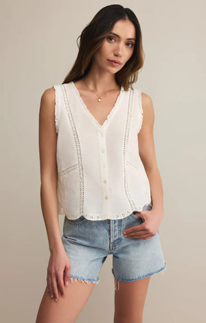 Tomi Embroidered Cotton Tank