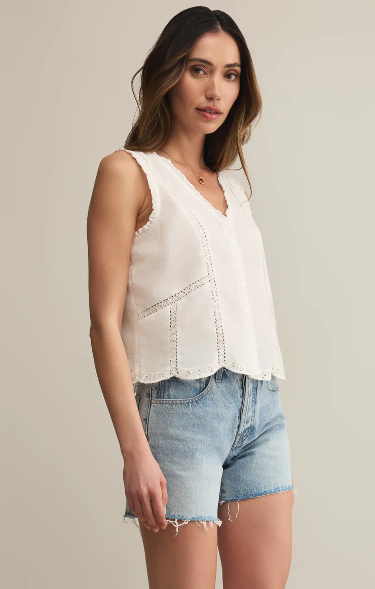 Tomi Embroidered Cotton Tank
