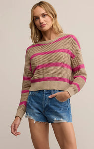 Broadbeach Striped Sweater - Biscuit