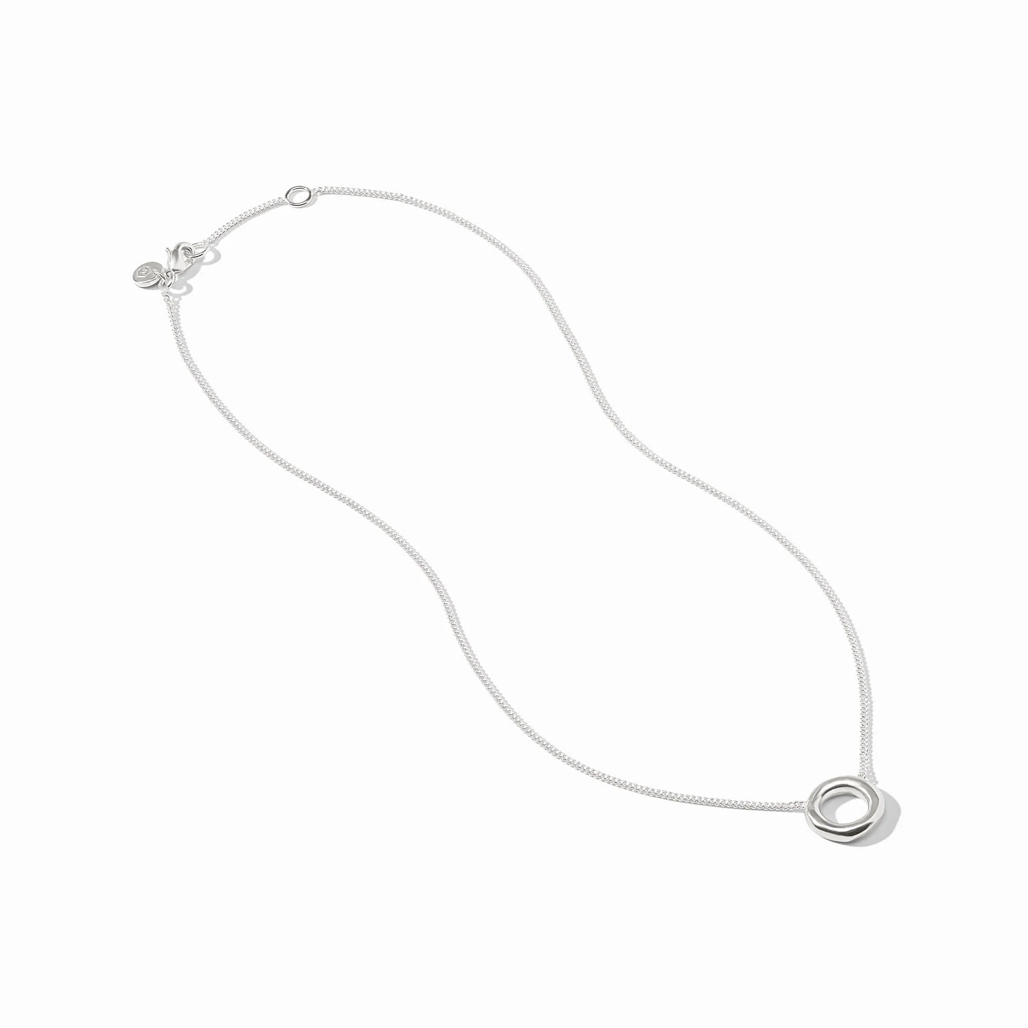 Silver Wave Circle Delicate Necklace