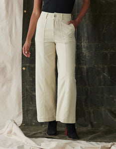 Comfort Terry Wide Leg Crop Pant - Cream