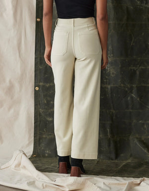 Comfort Terry Wide Leg Crop Pant - Cream