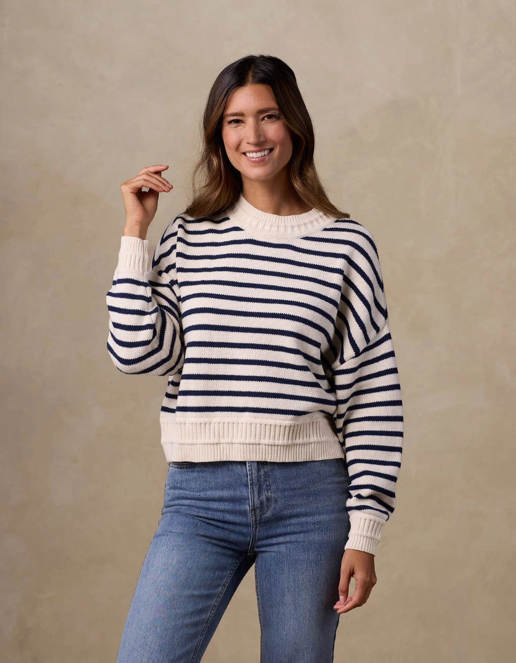 Maritime Crewneck - Cream/Navy